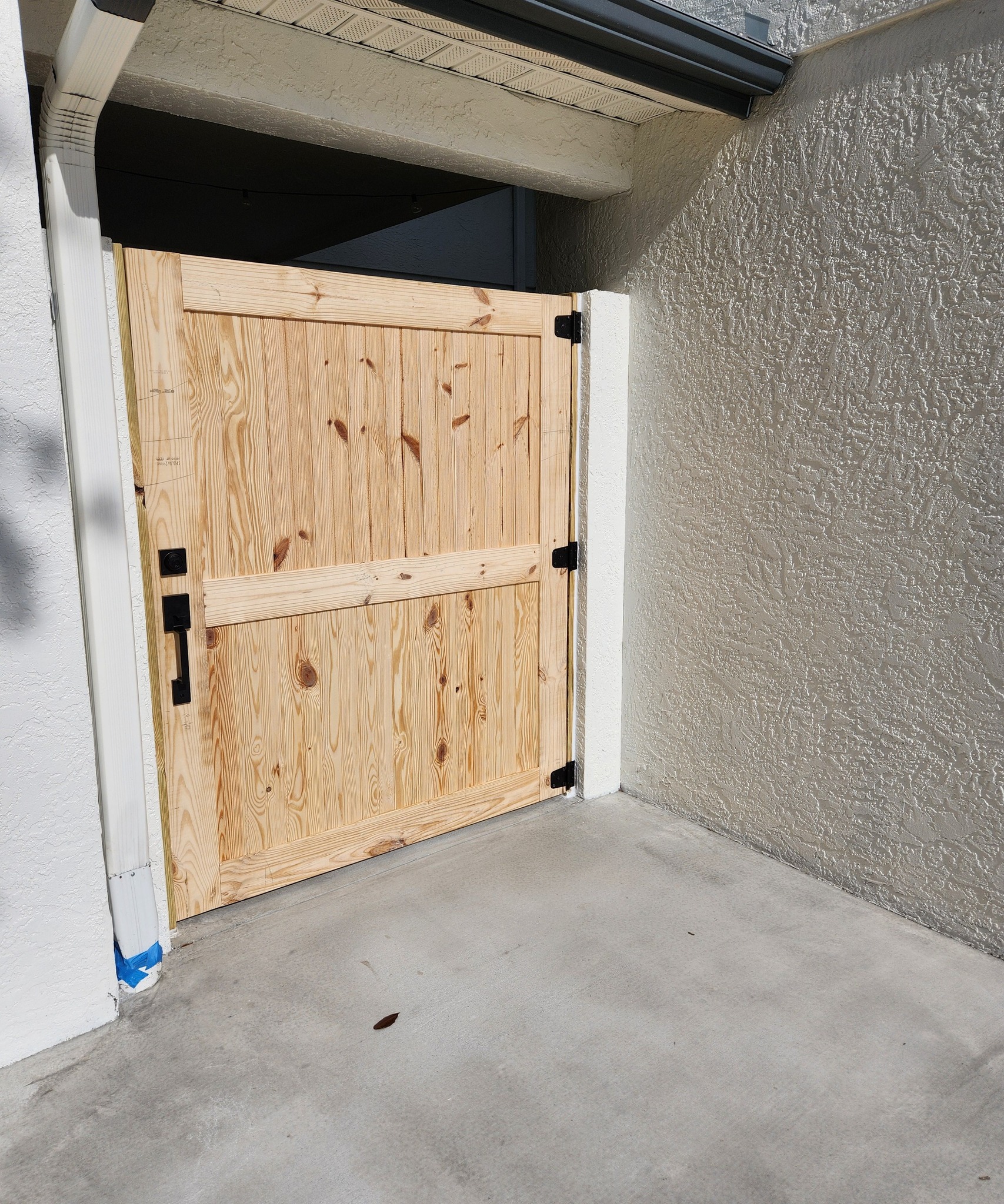 Door frame before custom door installation